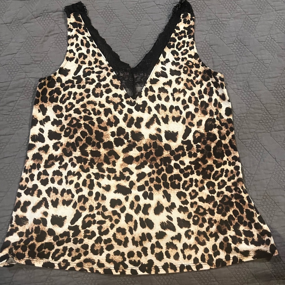 Willow & Root Leopard Print Tank with Black Lace